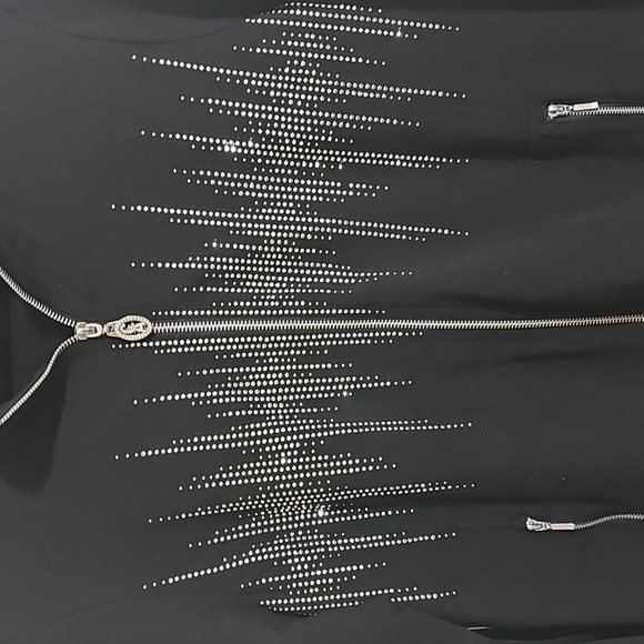 Christine Alexander Black Zip Up Jacket With Swarovski Crystals Sz XL - Picture 3 of 10